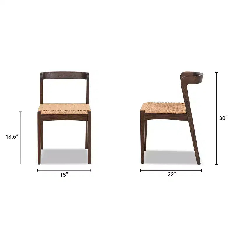 Chaise de salle à manger Capri en bois de chêne et assise tissée