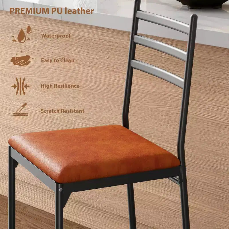 Tabouret de bar, revêtement en similicuir, structure en métal, design ergonomique, assise rembourrée confortable, dossier robuste, lot de deux