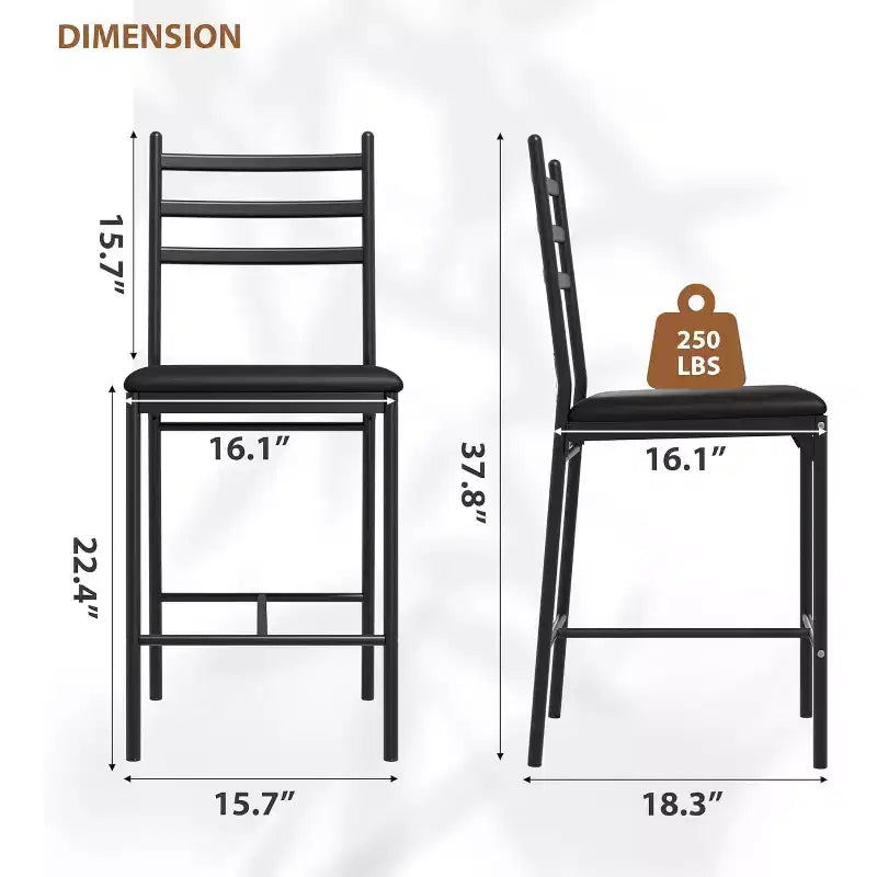 Tabouret de bar, revêtement en similicuir, structure en métal, design ergonomique, assise rembourrée confortable, dossier robuste, lot de deux