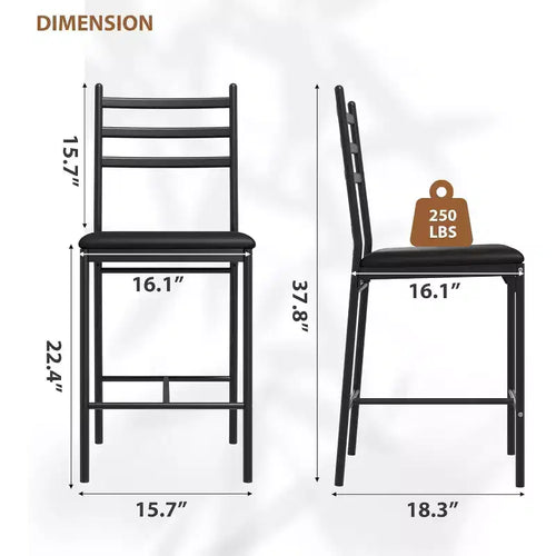 Tabouret de bar, revêtement en similicuir, structure en métal, design ergonomique, assise rembourrée confortable, dossier robuste, lot de deux