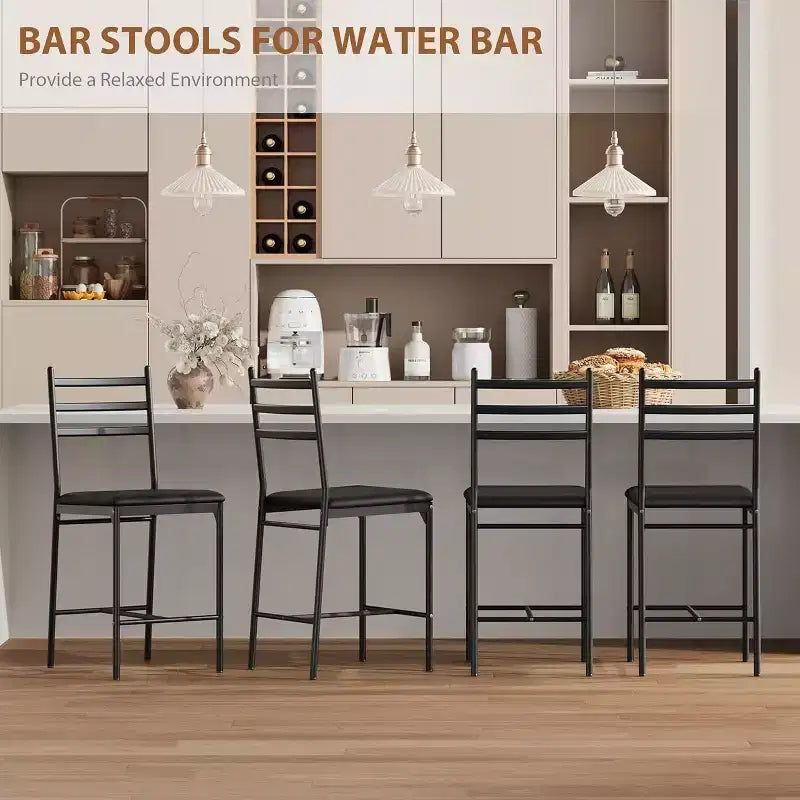 Tabouret de bar, revêtement en similicuir, structure en métal, design ergonomique, assise rembourrée confortable, dossier robuste, lot de deux