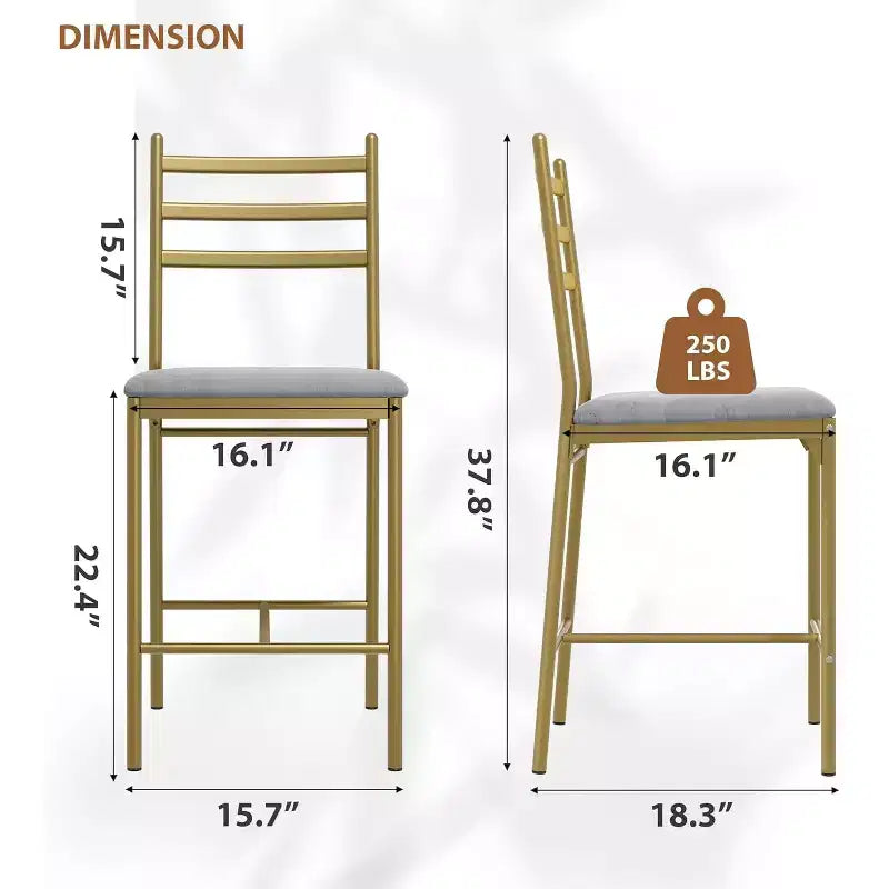 Tabouret de bar, revêtement en similicuir, structure en métal, design ergonomique, assise rembourrée confortable, dossier robuste, lot de deux