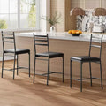 Bar stool, faux leather upholstery, metal frame, ergonomic design, comfortable upholstered seat, sturdy backrest, set of two
