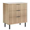 COZONY Wave Fluted 3-Drawer Dresser, Tall Wood Storage Cabinet with Metal Legs, Bedroom Dresser with Anti-Tip2 pcs with 2 boxs shipping