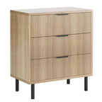 COZONY Wave Fluted 3-Drawer Dresser, Tall Wood Storage Cabinet with Metal Legs, Bedroom Dresser with Anti-Tip2 pcs with 2 boxs shipping