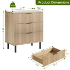 Commode 3 tiroirs cannelés COZONY Wave, armoire de rangement haute en bois avec pieds en métal, commode de chambre avec dispositif anti-basculement, 2 pièces expédiées en 2 colis