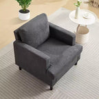 Chaise en lin moderne pour salon, fauteuil simple avec pieds en bois et oreiller, fauteuil d'appoint en tissu pour salon