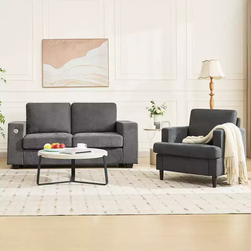 Chaise en lin moderne pour salon, fauteuil simple avec pieds en bois et oreiller, fauteuil d'appoint en tissu pour salon