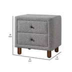 Table de chevet Royal Hampton 20 pouces, 2 tiroirs, revêtement en tissu bouclette