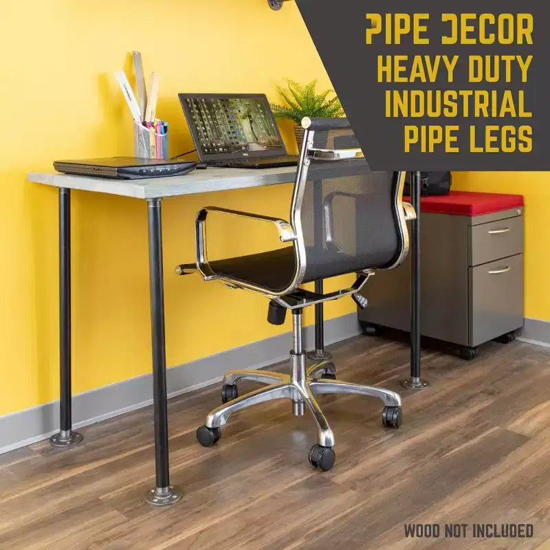 Pipe Decor Pieds de table en tuyau à bride ronde 1 po x 30 po - Paquet de 4