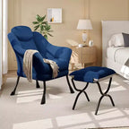 Fauteuil paresseux, Chaises de salon modernes, Fauteuil de lecture ergonomique avec accoudoirs, Fauteuil confortable avec pouf pour chambre et bureau