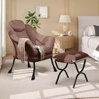 Fauteuil paresseux, Chaises de salon modernes, Fauteuil de lecture ergonomique avec accoudoirs, Fauteuil confortable avec pouf pour chambre et bureau