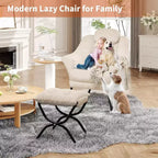 Fauteuil paresseux, Chaises de salon modernes, Fauteuil de lecture ergonomique avec accoudoirs, Fauteuil confortable avec pouf pour chambre et bureau