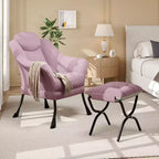 Fauteuil paresseux, Chaises de salon modernes, Fauteuil de lecture ergonomique avec accoudoirs, Fauteuil confortable avec pouf pour chambre et bureau