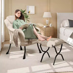Fauteuil paresseux, Chaises de salon modernes, Fauteuil de lecture ergonomique avec accoudoirs, Fauteuil confortable avec pouf pour chambre et bureau