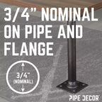 Pipe Decor Piétement de table en tuyau à bride carrée de 1,9 cm x 61 cm – Lot de 4