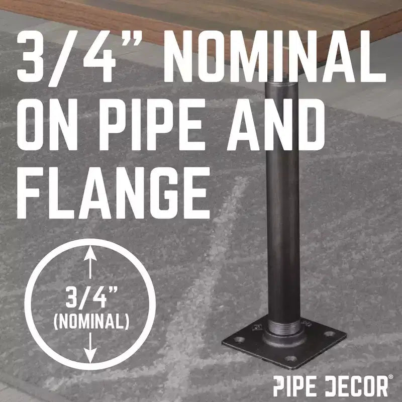 Pipe Decor Piétement de table en tuyau à bride carrée de 1,9 cm x 61 cm – Lot de 4