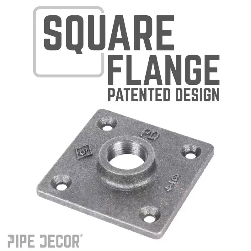 Pipe Decor Piétement de table en tuyau à bride carrée de 1,9 cm x 61 cm – Lot de 4