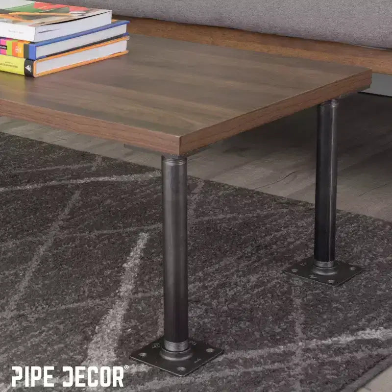 Pipe Decor Pieds de table en tube avec bride carrée 3/4 po x 18 po - Paquet de 4