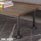 Pipe Decor Pieds de table en tube avec bride carrée 3/4 po x 18 po - Paquet de 4