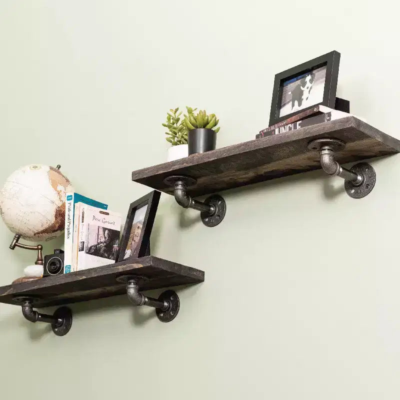 Étagères noires RESTORE Boulder de 61 cm avec équerres en L par Pipe Decor