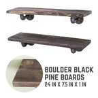 Étagères noires RESTORE Boulder de 61 cm avec équerres en L par Pipe Decor