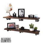 Étagères RESTORE Trail Brown de 91,44 cm avec supports en L par Pipe Decor