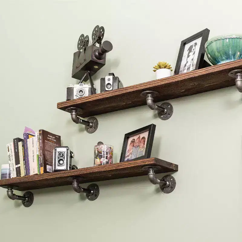 Étagères RESTORE Trail Brown de 91,44 cm avec supports en L par Pipe Decor