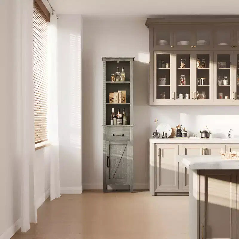 Meuble de rangement haut de salle de bain, bibliothèque étroite de 160 cm avec tiroir pour petits espaces