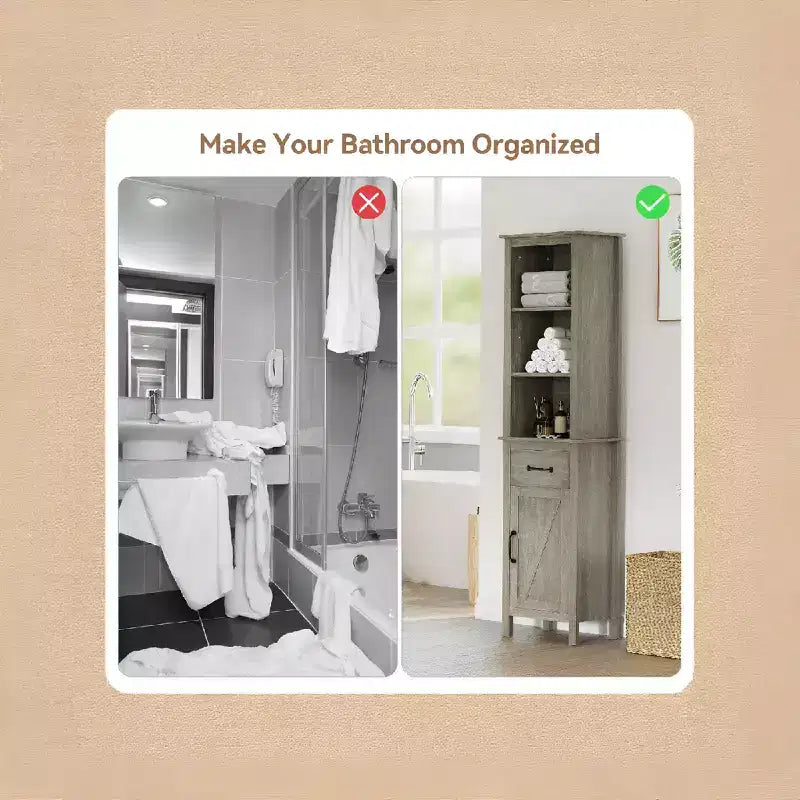 Meuble de rangement haut de salle de bain, bibliothèque étroite de 160 cm avec tiroir pour petits espaces