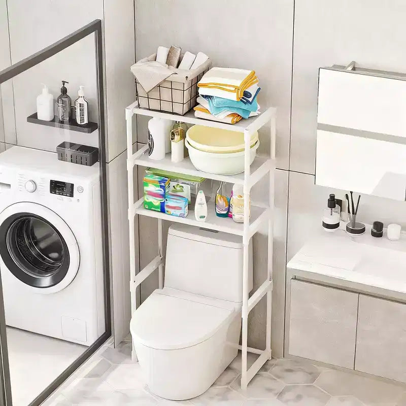 Étagère de rangement 3 niveaux en métal pour toilettes, organiseur de salle de bain peu encombrant