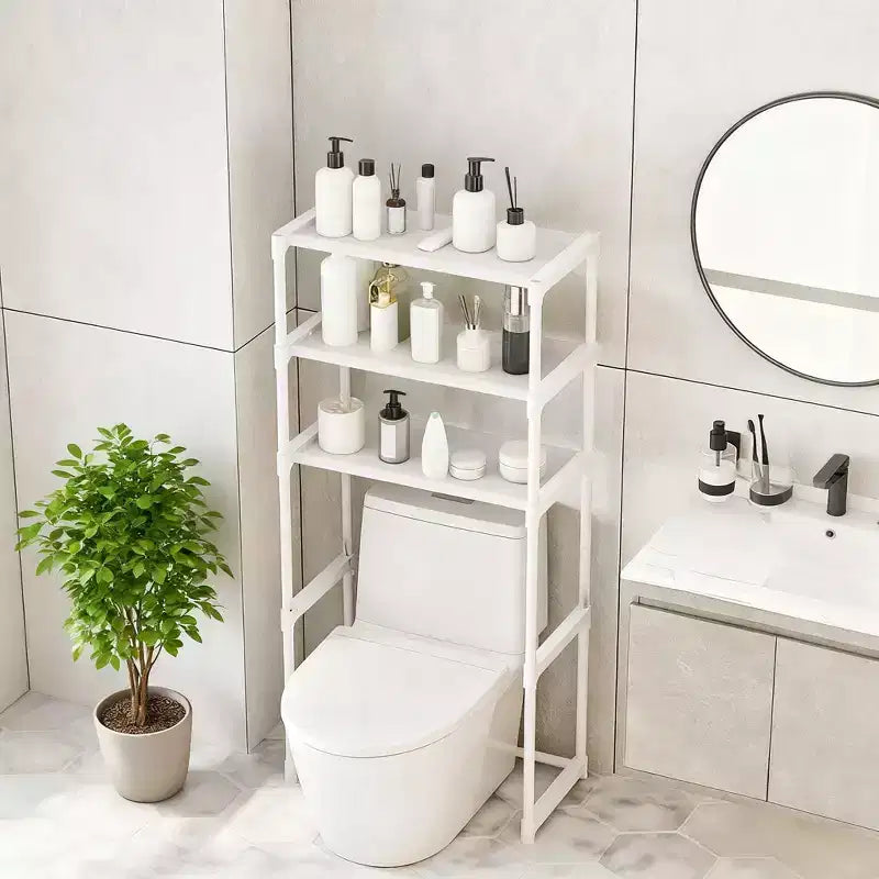 Étagère de rangement 3 niveaux en métal pour toilettes, organiseur de salle de bain peu encombrant
