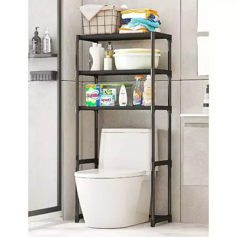 Étagère de rangement 3 niveaux en métal pour toilettes, organiseur de salle de bain peu encombrant