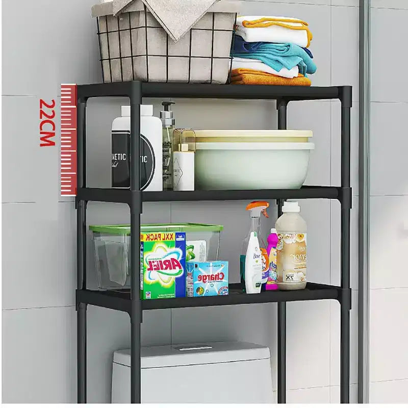 Étagère de rangement 3 niveaux en métal pour toilettes, organiseur de salle de bain peu encombrant