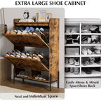 Meuble à chaussures 2 tiroirs TruAIR - Organiseur d'entrée en rotin de style ferme pour 20 paires (autoportant, assemblage sans outils)