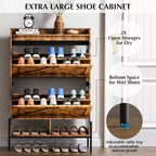 Meuble à chaussures 2 tiroirs TruAIR - Organiseur d'entrée en rotin de style ferme pour 20 paires (autoportant, assemblage sans outils)