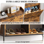 Meuble à chaussures 2 tiroirs TruAIR - Organiseur d'entrée en rotin de style ferme pour 20 paires (autoportant, assemblage sans outils)