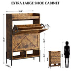 Meuble à chaussures 2 tiroirs TruAIR - Organiseur d'entrée en rotin de style ferme pour 20 paires (autoportant, assemblage sans outils)