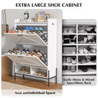 Meuble à chaussures 2 tiroirs TruAIR - Organiseur d'entrée en rotin de style ferme pour 20 paires (autoportant, assemblage sans outils)