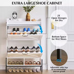 Meuble à chaussures 2 tiroirs TruAIR - Organiseur d'entrée en rotin de style ferme pour 20 paires (autoportant, assemblage sans outils)