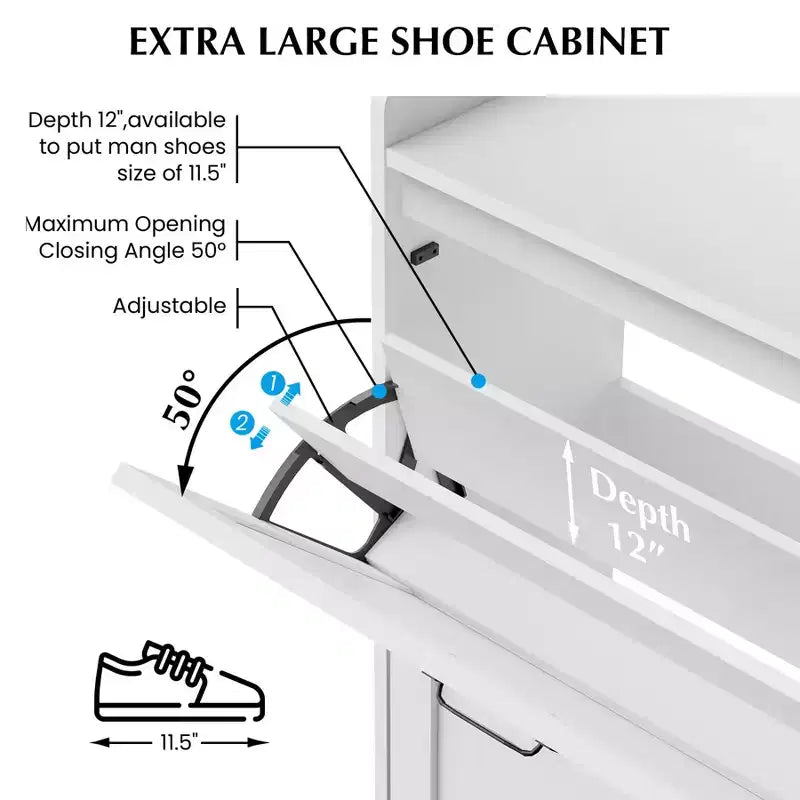 Meuble à chaussures 2 tiroirs TruAIR - Organiseur d'entrée en rotin de style ferme pour 20 paires (autoportant, assemblage sans outils)