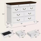 Commode à 9 tiroirs de 119 cm de large, de style rustique, pour chambre et salon