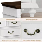 Commode à 9 tiroirs de 119 cm de large, de style rustique, pour chambre et salon