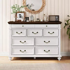 Commode à 9 tiroirs de 119 cm de large, de style rustique, pour chambre et salon