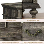 Commode à 9 tiroirs de 119 cm de large, de style rustique, pour chambre et salon