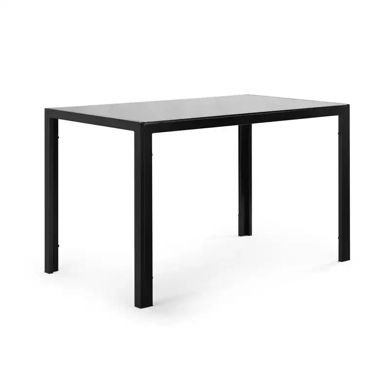 Table de salle à manger moderne GDFStudio Edwin avec plateau en verre trempé