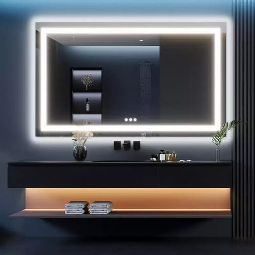Miroir de Salle de Bain, Miroir de Maquillage Anti-Buée avec Lumières Changeant de Couleur