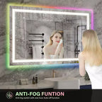 Miroir de Salle de Bain, Miroir de Maquillage Anti-Buée avec Lumières Changeant de Couleur