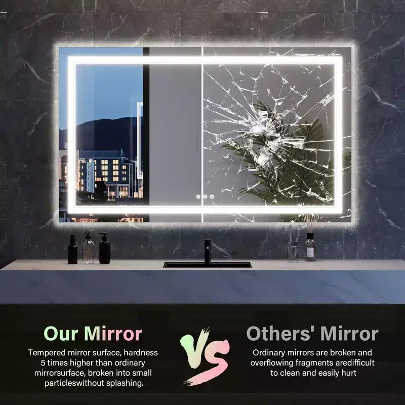 Miroir de Salle de Bain, Miroir de Maquillage Anti-Buée avec Lumières Changeant de Couleur