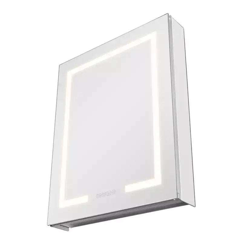 VEVOR Lighted Medicine Cabinet with Mirror, 24 x 30 in Recessed or Wall Mount, 3 Color Dimmable Bathroom Medicine Cabinet, Silver